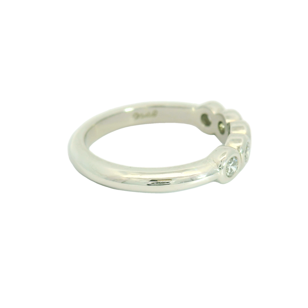 Marthaler Made Platinum Bezel Set Wedding Band set with 5 Round Diamonds, 0.45 ctw
