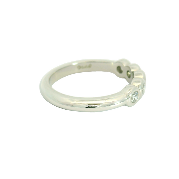 Marthaler Made Platinum Bezel Set Wedding Band set with 5 Round Diamonds, 0.45 ctw