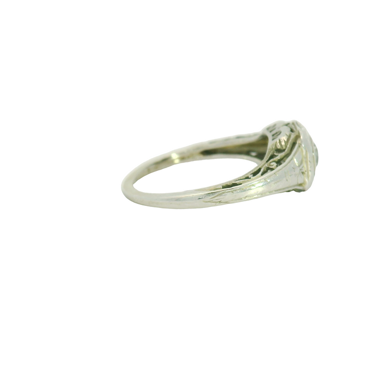 18KG White Gold Estate Solitaire Engagement Ring Total diamond weight for ring measures 0.42 ctw.