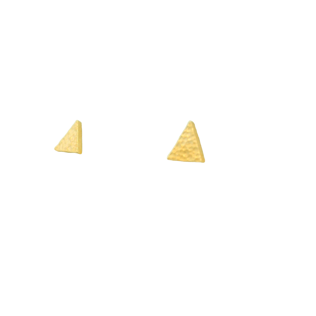 Marthaler Made 14KG Yellow Gold Hammered Triangle Stud Earrings