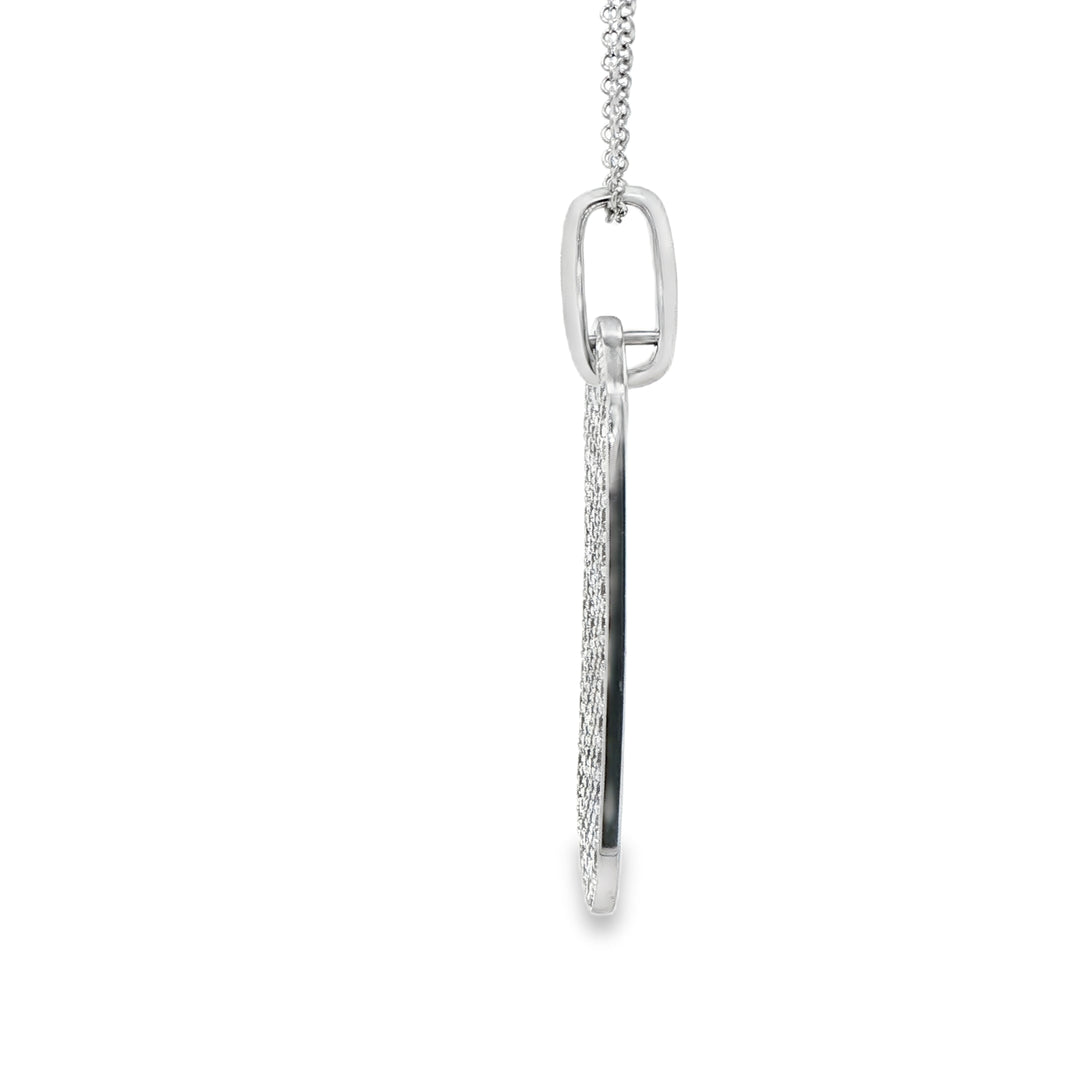 14K White Gold Pavé Dog Tag Diamond Pendant with 169 Round Diamonds, 3.61 ctw on a Cable Chain, 18 inches