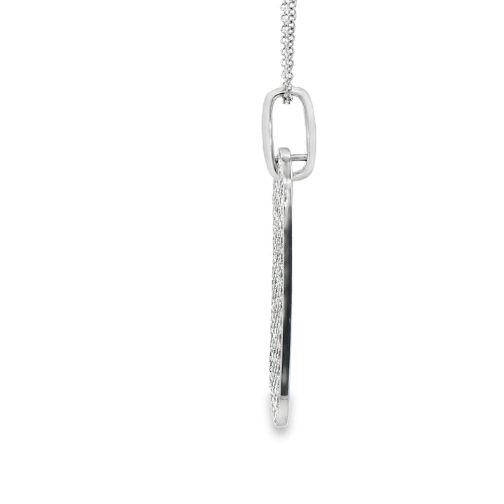 14K White Gold Pavé Dog Tag Diamond Pendant with 169 Round Diamonds, 3.61 ctw on a Cable Chain, 18 inches