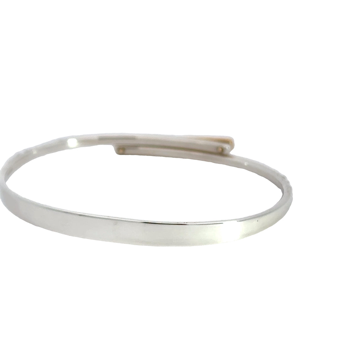 Sterling Silver and 14 ky Gold Ed Levin Diamond Accented Bangle