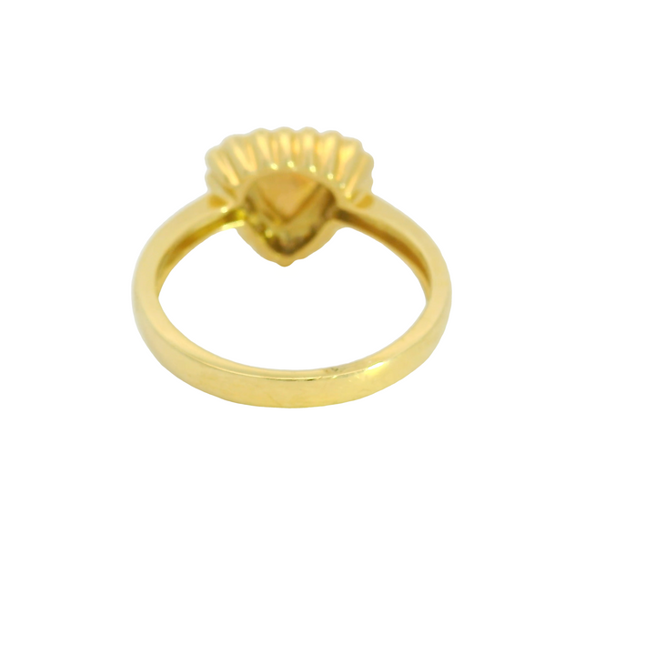 14K Yellow Gold Halo Ring with 1 Cabochon Opal, 0.50 ct and 19 Round Diamonds, 0.24 ctw