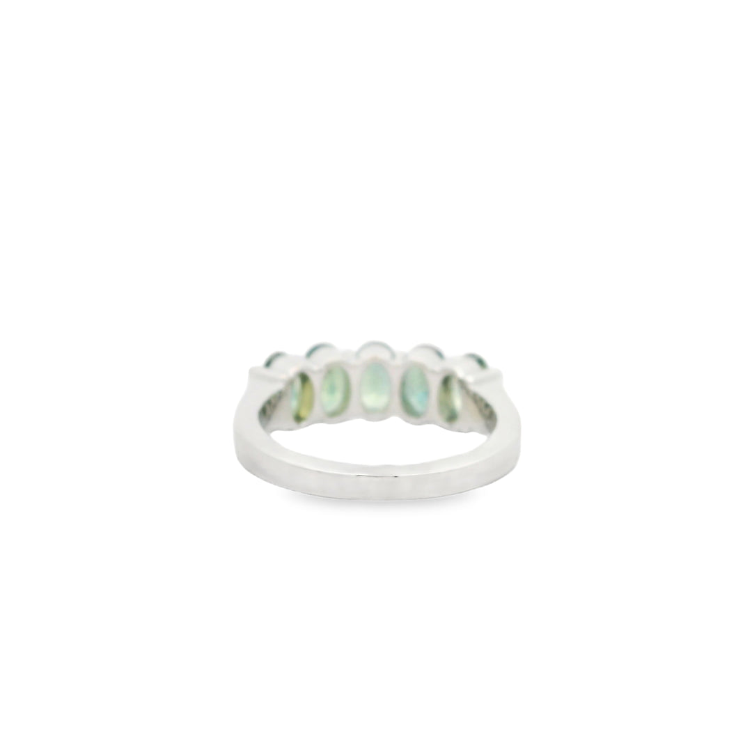 Marthaler Made 14K White Gold Band with 5 Oval Sapphires, 3.25 ctw