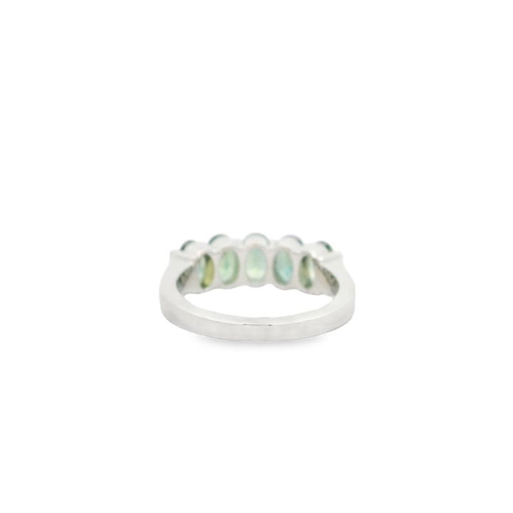 Marthaler Made 14K White Gold Band with 5 Oval Sapphires, 3.25 ctw