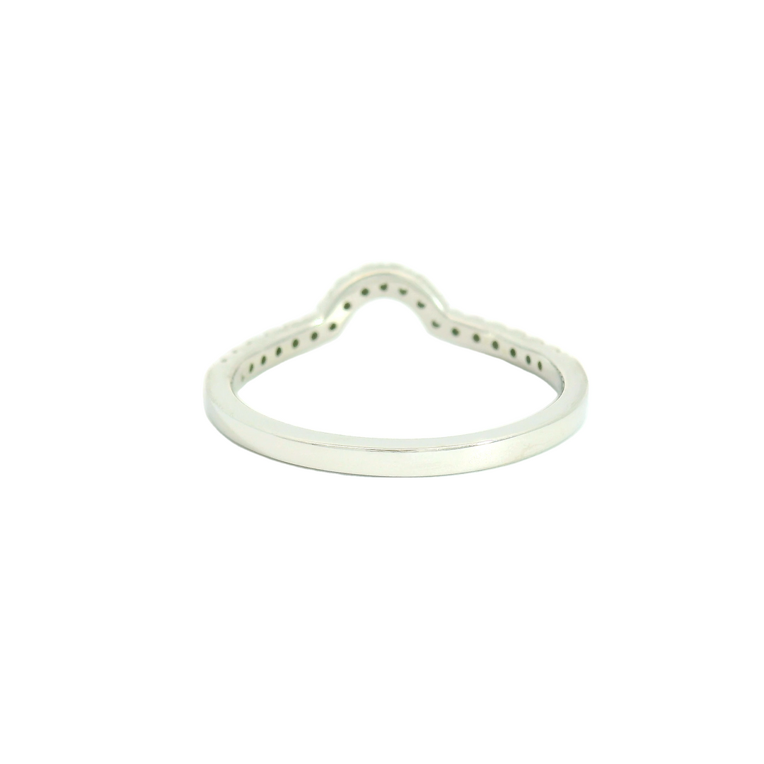 14K White Gold Prong Set, Curved Anniversary Band set with 19 H/I SI2 Diamonds total stone weight measures 0.19 ctw.