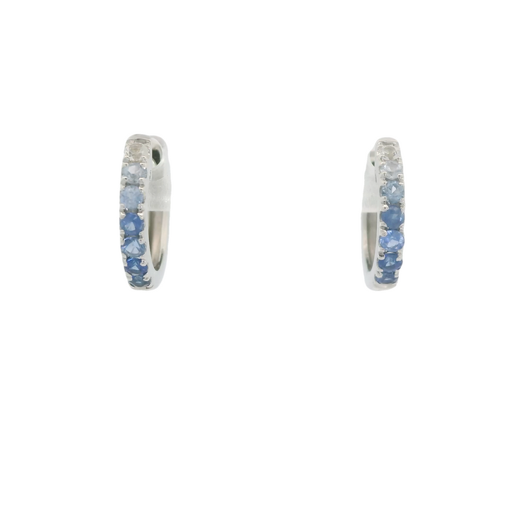 14KG White Gold Sapphire Huggie Earrings