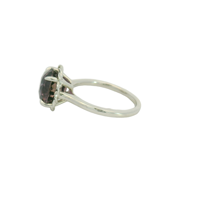 Marthaler Made Platinum White Gold Solitaire Gemstone Ring set with 1 Purple Sapphire total stone weight measures 5.14 ctw.
