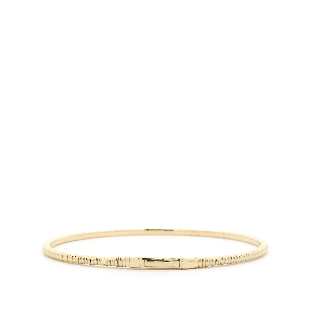 14K Yellow Gold Flexible Bangle set with 15 Round Diamonds, 0.43 ctw