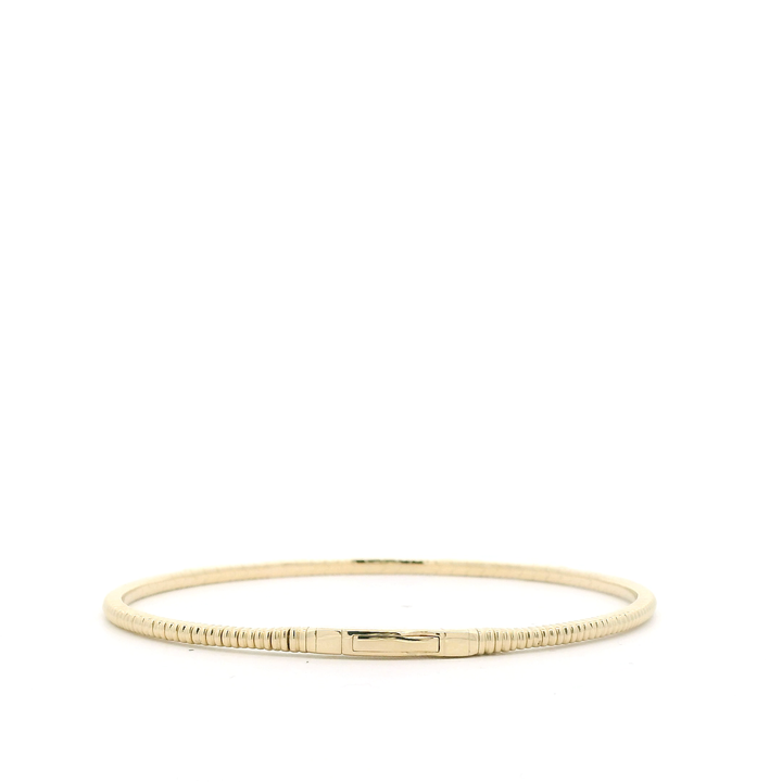 14K Yellow Gold Flexible Bangle set with 15 Round Diamonds, 0.43 ctw