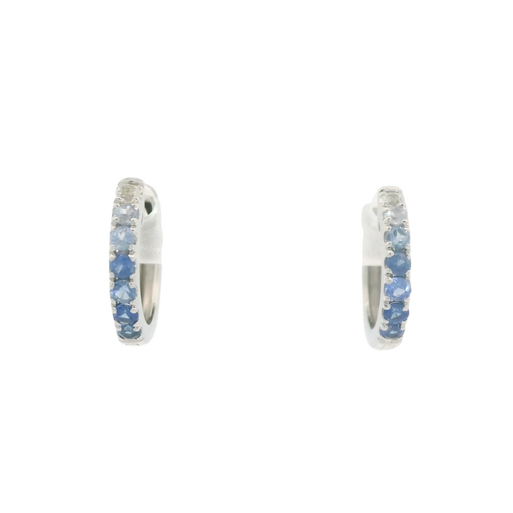 14KG White Gold Sapphire Huggie Earrings