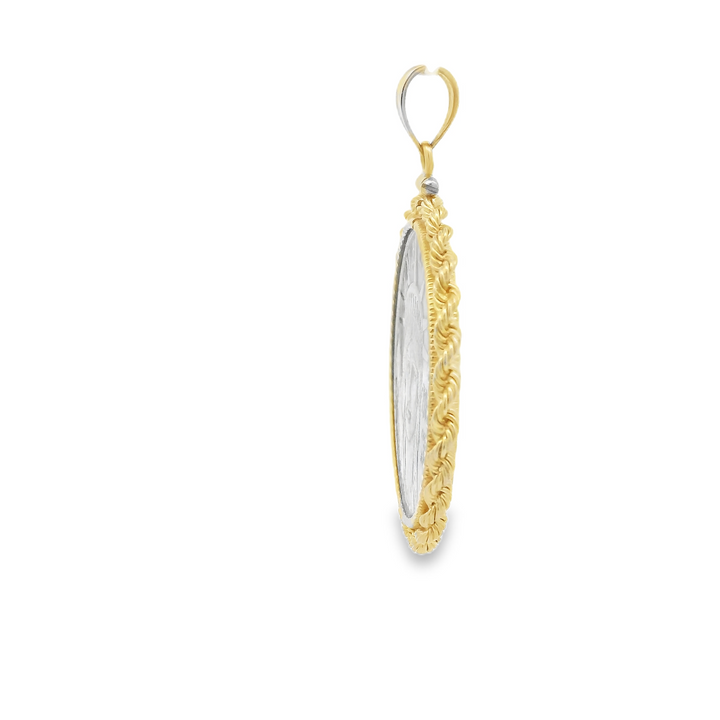 Estate Pendant Platinum Liberty Coin in 14kt Yellow Gold Bezel