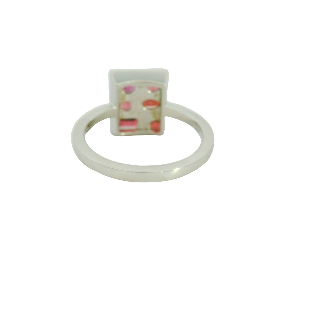 Marthaler Made 14K White Gold Cluster Gemstone Ring set with 6 Garnets, approximately 0.87 ctw