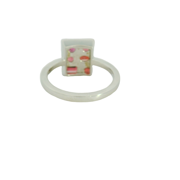 Marthaler Made 14K White Gold Cluster Gemstone Ring set with 6 Garnets, approximately 0.87 ctw