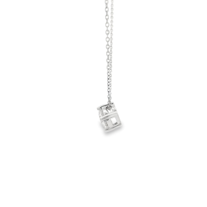 Marthaler Made 14K White Gold Solitaire Diamond Pendant with 1 Round Diamond, 0.55 ct on a Cable Chain, 18 inches