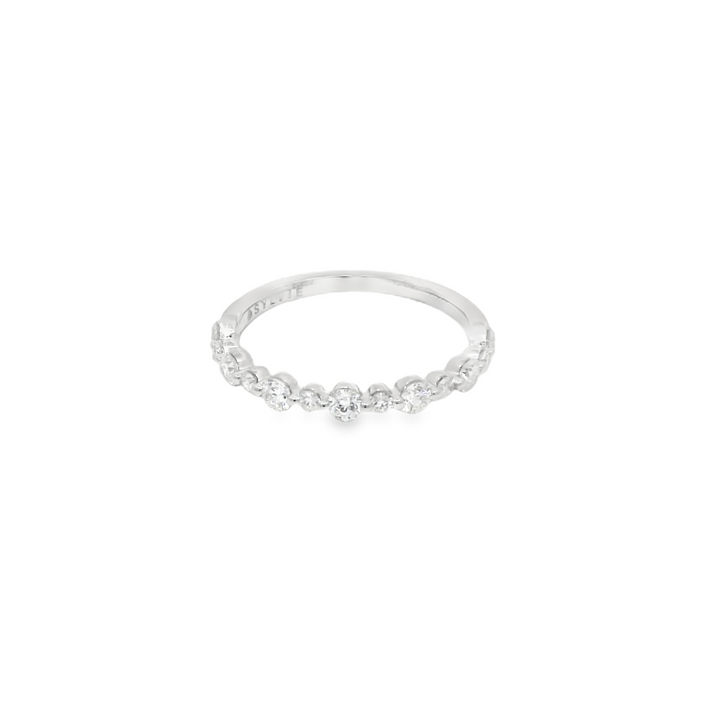 14K White Gold Shared Prong Wedding Band set with 13 Round Diamonds, 0.51 ctw