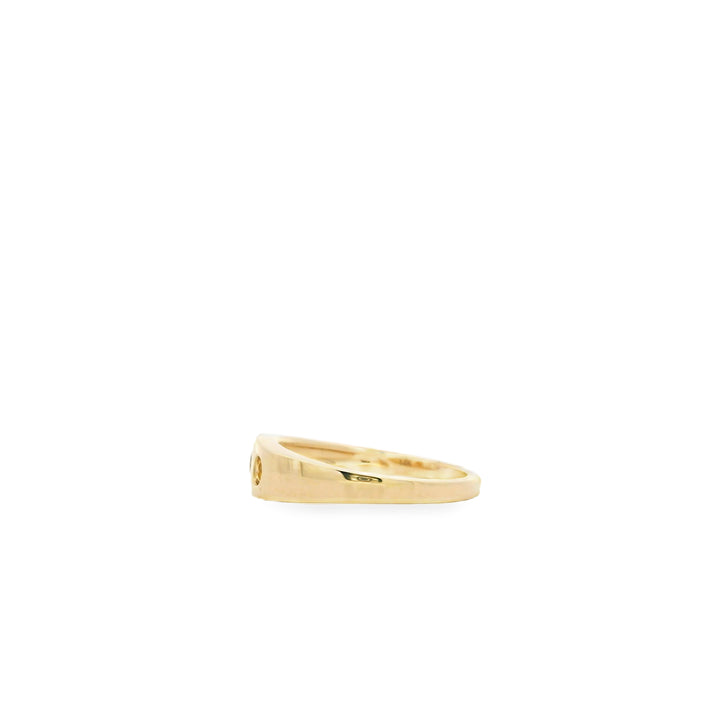 14K Yellow Gold Three Stone Ring with 1 Round Citrine, 0.10 ct and 2 Round Light Citrines, 0.13 ctw