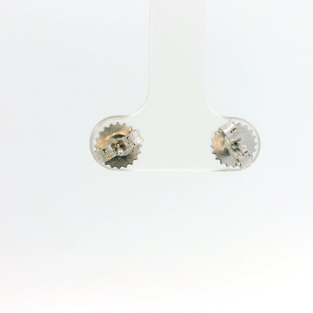 14K White Gold Stud Earrings set with 2 Round Fancy Dark Orangy Brown Diamonds, 1.01 ctw