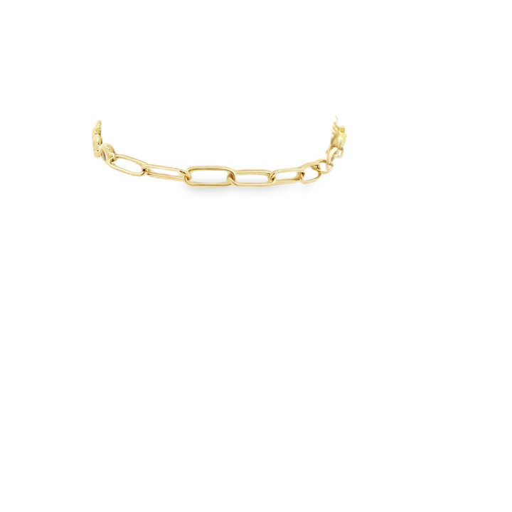 14K Yellow Gold Bezel, Paperclip Bracelet set with 12 0.52 Ctw. Round Sapphires(s) Total stone weight for bracelet measures 0.52 ctw.
