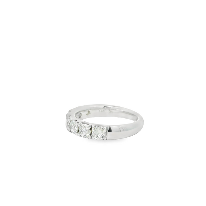 Marthaler Made 14K White Gold Wedding Band set with 7 Round Diamonds, 1.50 ctw