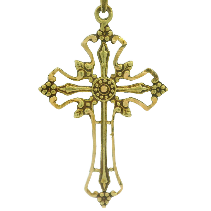 18KG Yellow Gold Estate Cross Pendant