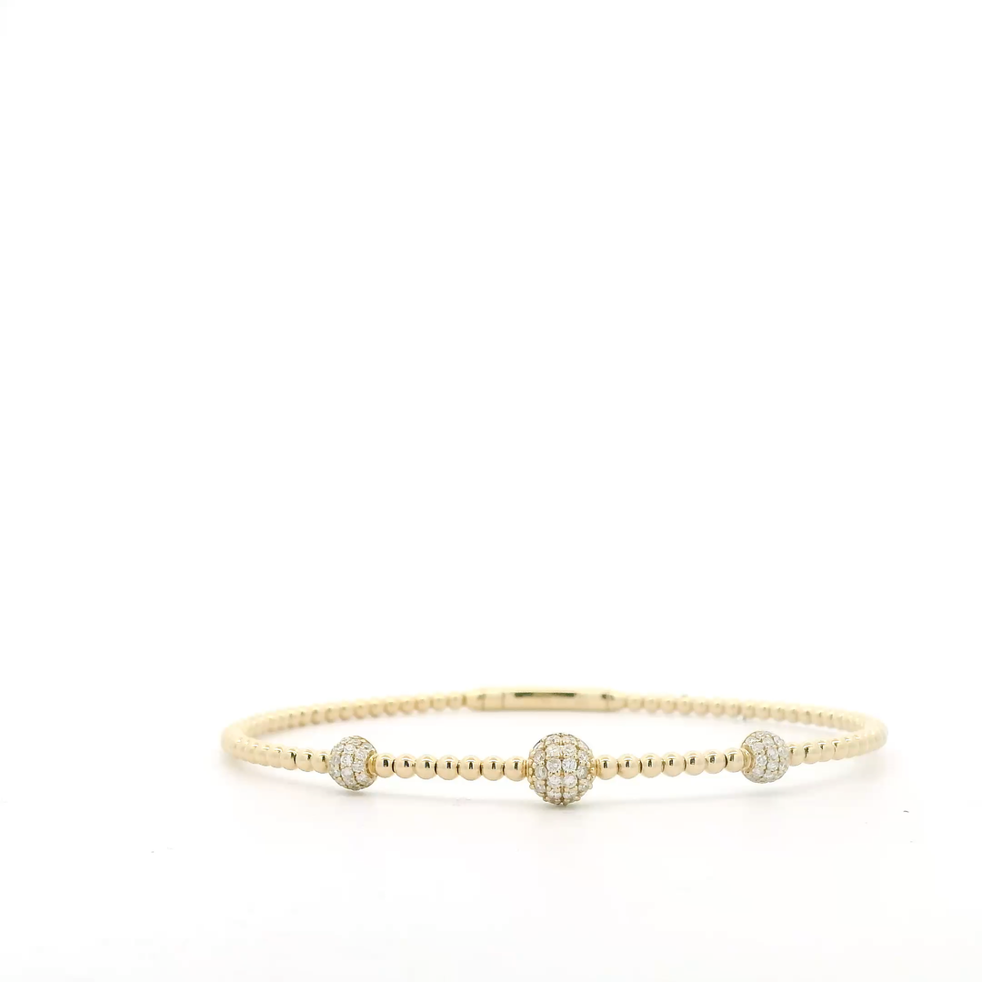 14K Yellow Gold Flexible Bangle set with 66 Round Diamonds, 0.40 ctw