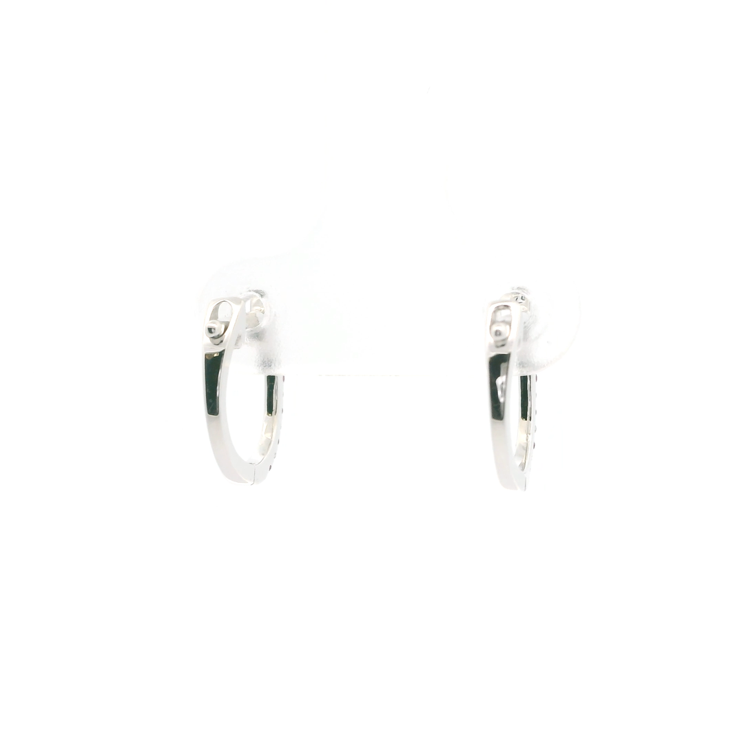 14K White Gold Hoop Earrings set with 12 Round Rubies, 0.07 ctw and 12 Round Diamonds, 0.05 ctw