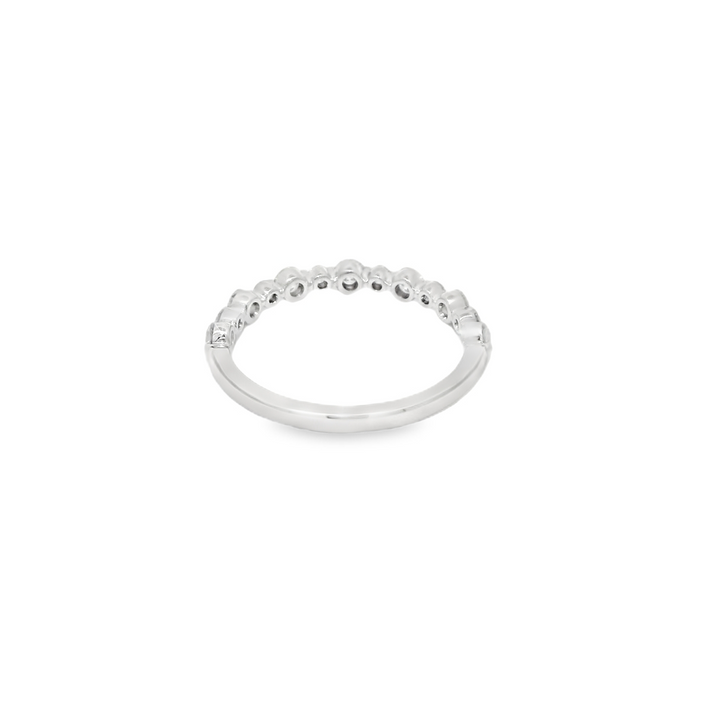 14K White Gold Shared Prong Wedding Band set with 13 Round Diamonds, 0.51 ctw