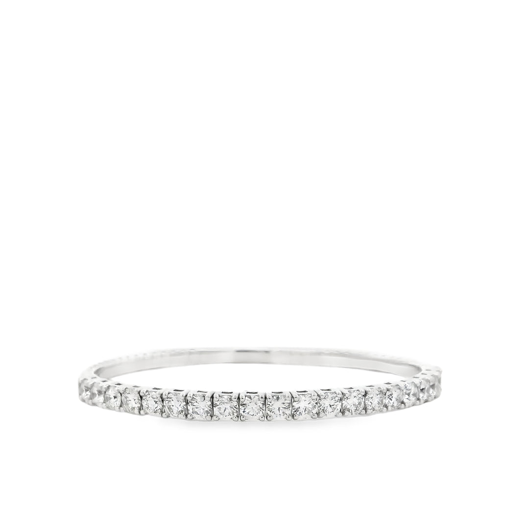 14K White Gold Flexible Bangle set with 20 Round Diamonds, 5.01 ctw