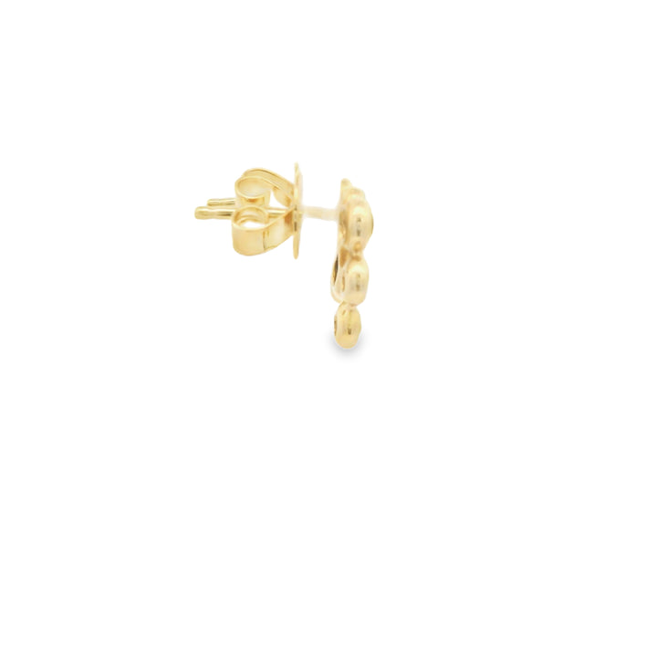 14K Yellow Gold Stud Earrings set with 6 Round Sapphires, 0.44 ctw. and 4 Round G/H SI1-SI2 Diamonds, 0.09 ctw