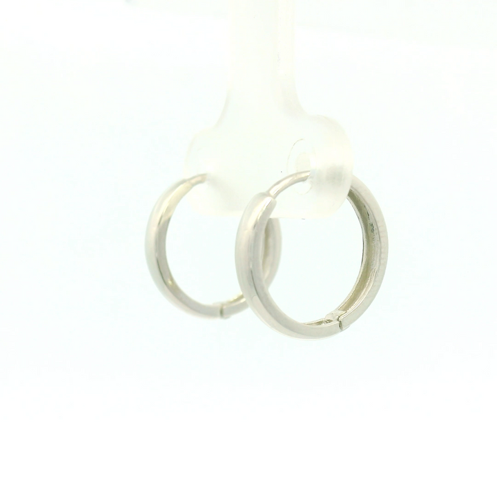 14KG White Gold Polished Huggie Earrings