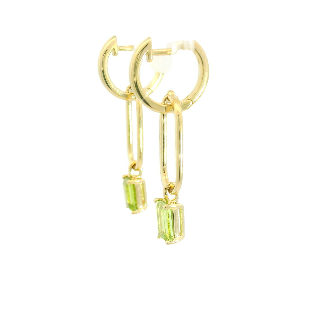 14KG Yellow Gold Peridot Drop Earrings