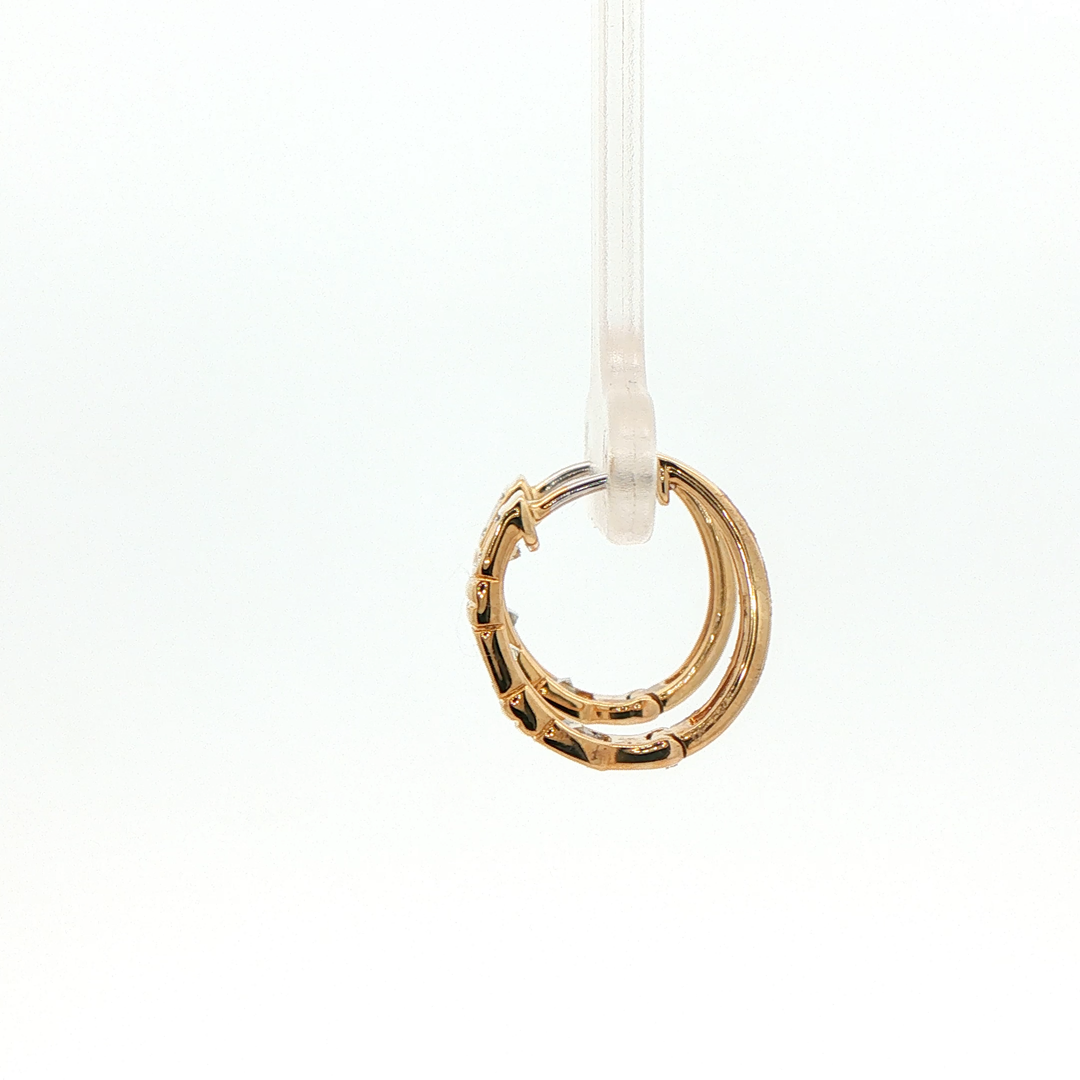 14K Yellow Gold Huggie Earrings set with 6 Baguette Diamonds, 0.71 ctw