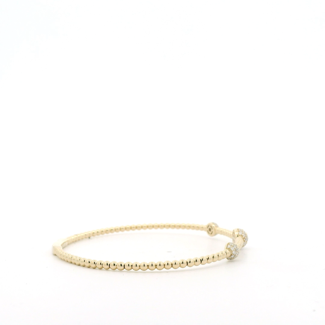 14K Yellow Gold Flexible Bangle set with 66 Round Diamonds, 0.40 ctw