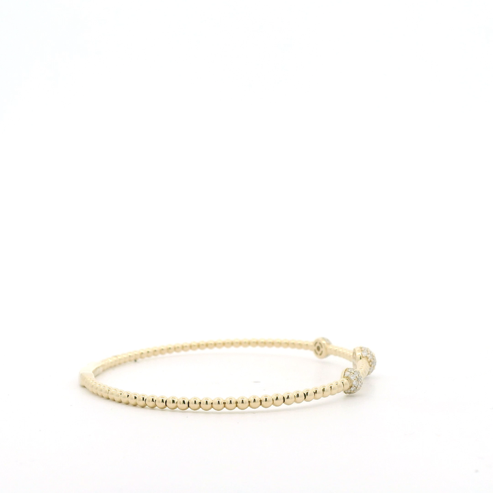 14K Yellow Gold Flexible Bangle set with 66 Round Diamonds, 0.40 ctw