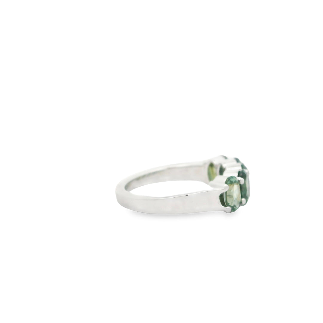 Marthaler Made 14K White Gold Band with 5 Oval Sapphires, 3.25 ctw