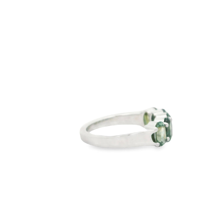 Marthaler Made 14K White Gold Band with 5 Oval Sapphires, 3.25 ctw
