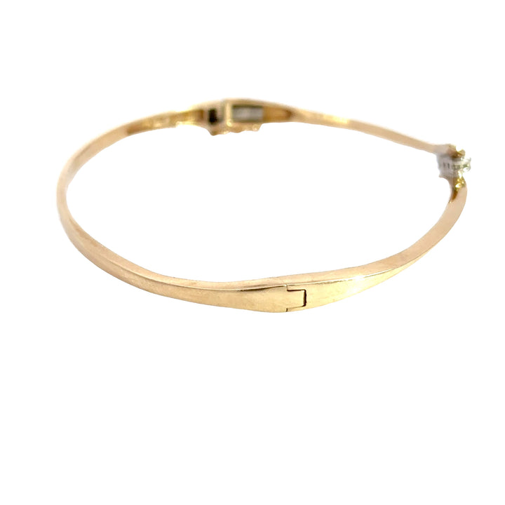 Estate 10KG Yellow Gold Diamond Bangle Bracelet