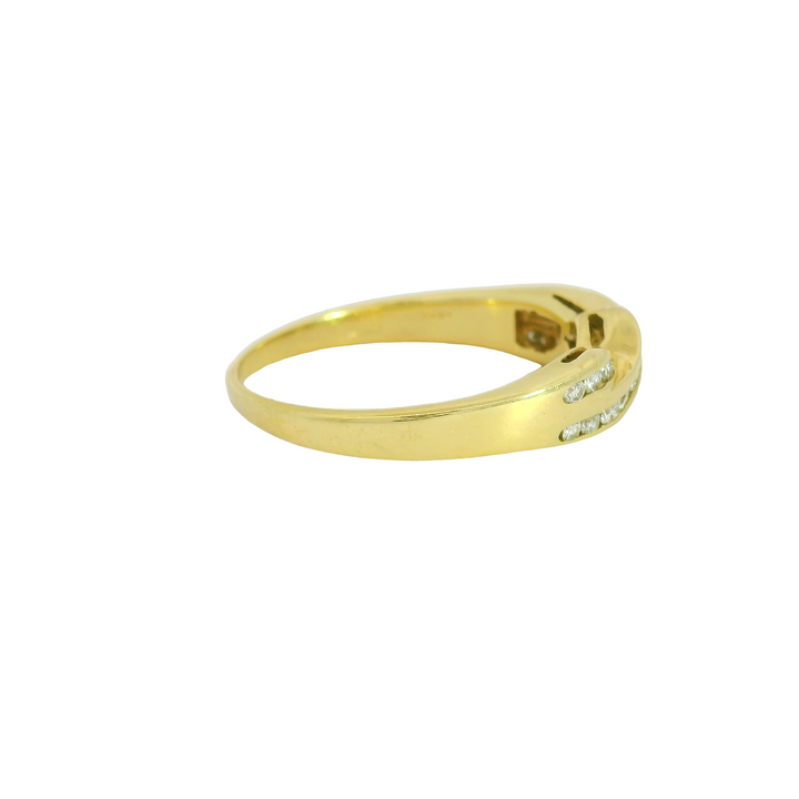 Lady's 14KG Yellow Gold 0.20ctw. Diamond Contemporary, Channel set Estate Fashion Ring