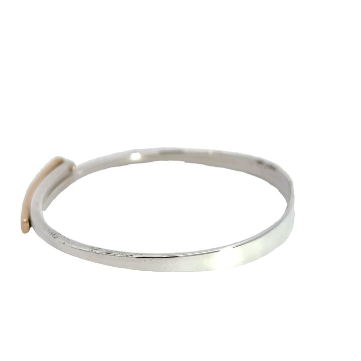 Sterling Silver and 14 ky Gold Ed Levin Diamond Accented Bangle