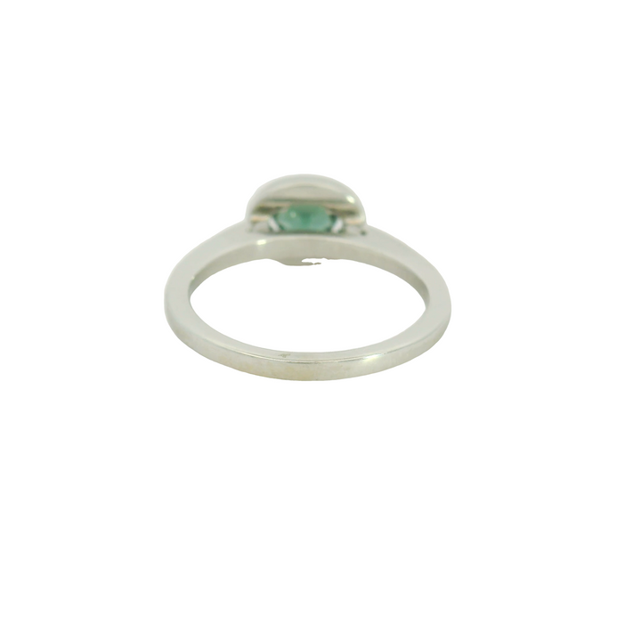 Marthaler Made 14K White Gold Halo Ring with 1 Oval Color Change Garnet, 0.51 ct and 16 Round Diamonds, 0.08 ctw