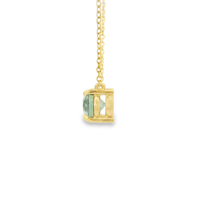 14K Yellow Gold Sapphire Stationary Gemstone Pendant on Chain