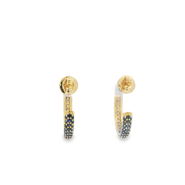 14KG Yellow Gold Sapphire Hoop Earrings