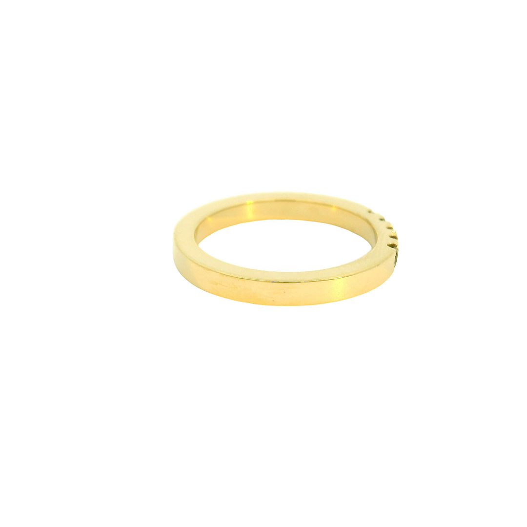 Marthaler Made 14K Yellow Gold Band Gemstone Ring set with 5 Montana Sapphires total stone weight measures 0.25 ctw.