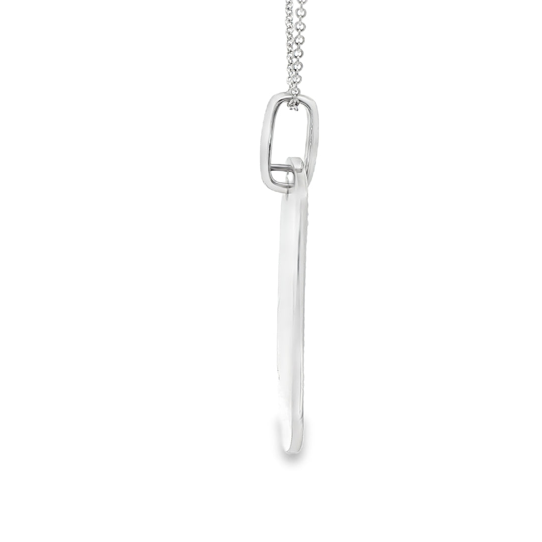 14K White Gold Pavé Dog Tag Diamond Pendant with 169 Round Diamonds, 3.61 ctw on a Cable Chain, 18 inches