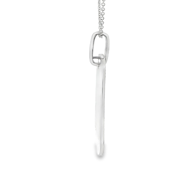 14K White Gold Pavé Dog Tag Diamond Pendant with 169 Round Diamonds, 3.61 ctw on a Cable Chain, 18 inches