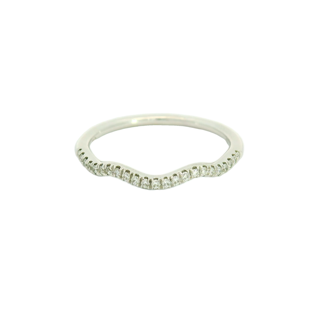 14K White Gold Prong Set Anniversary Band set with 23 G/H SI1 - SI2 Diamonds total stone weight measures 0.11 ctw.