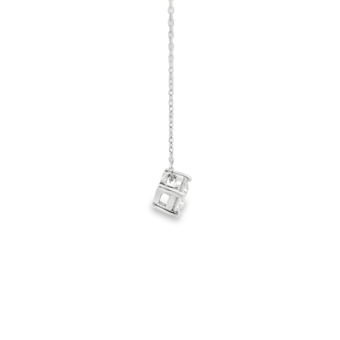 Marthaler Made 14K White Gold Solitaire Diamond Pendant with 1 Round Diamond, 0.55 ct on a Cable Chain, 18 inches