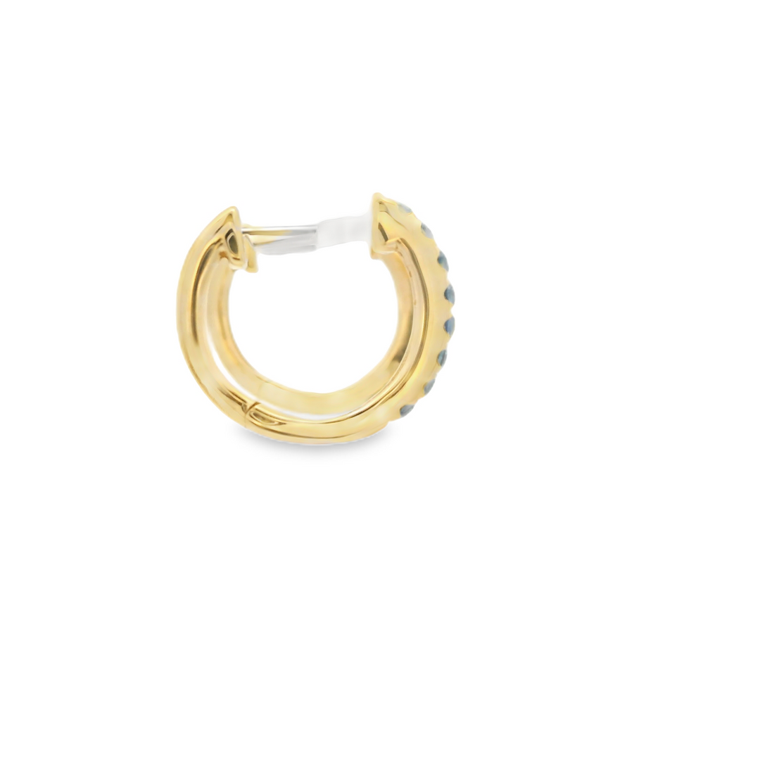 14KG Yellow Gold Sapphire Huggie Earrings